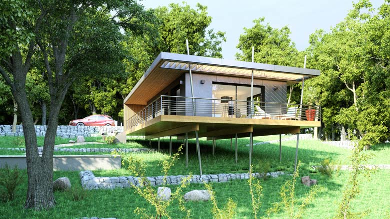 Maison pop up réalisée sous les principes d'écoconstruction en Gironde