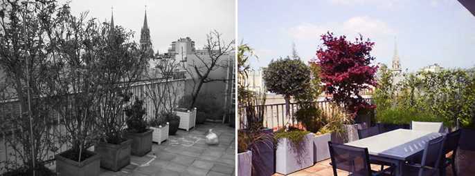 Aménagement paysager d'une terrasse avec vue à Bordeaux