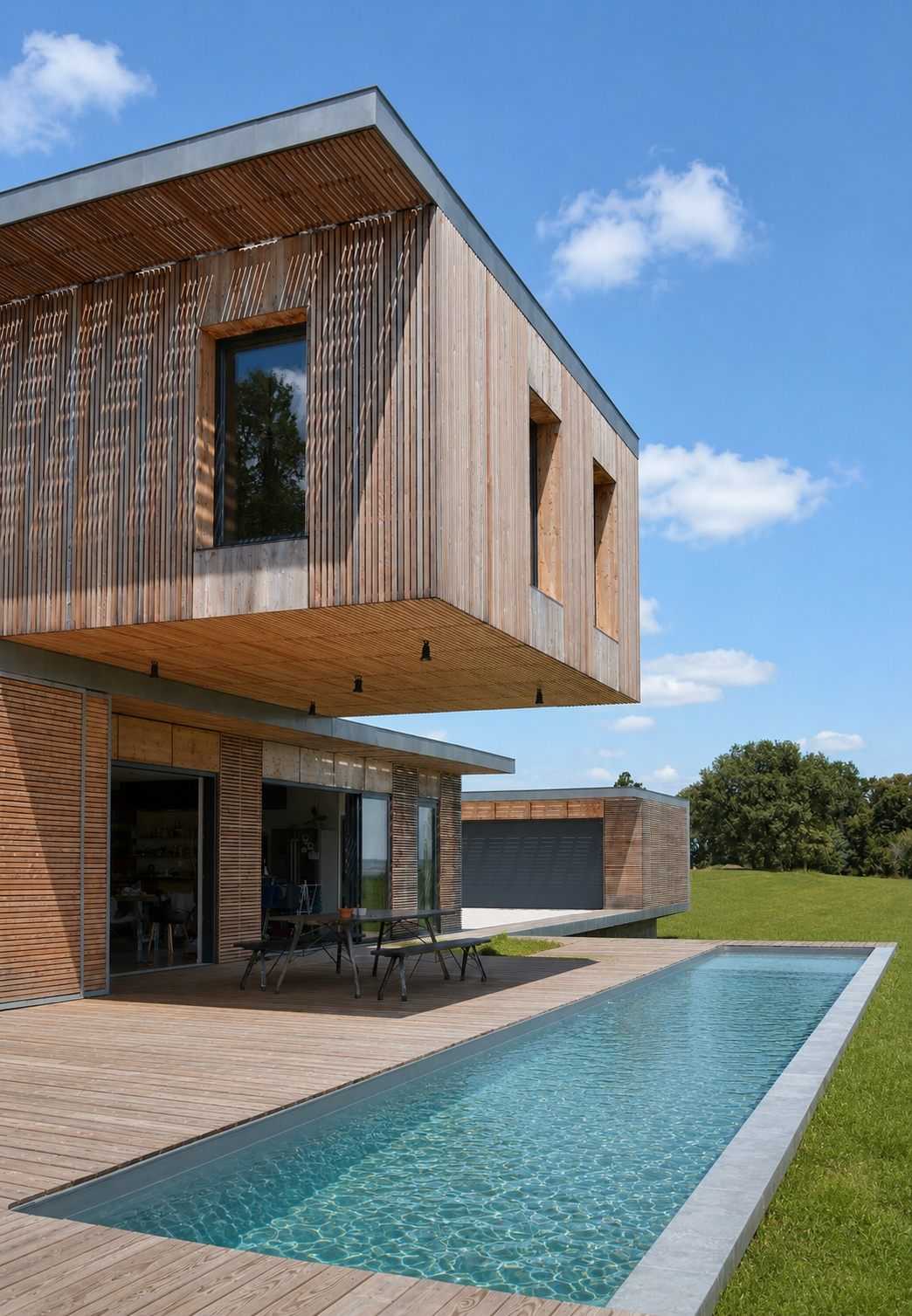 Maison contemporaine bois et béton réalisée par un architecte en Nouvelle-Aquitaine