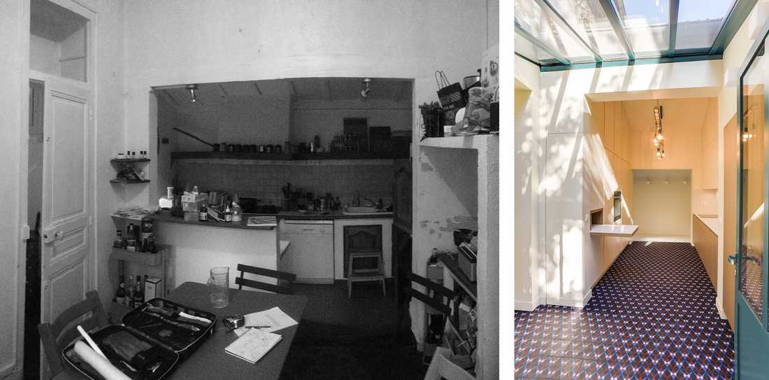 Avant-après : Rénovation de la cuisine d'une meulière par un architecte d'intérieur à Bordeaux