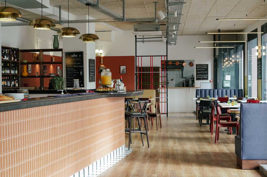 Comptoire en briques pour un restaurant