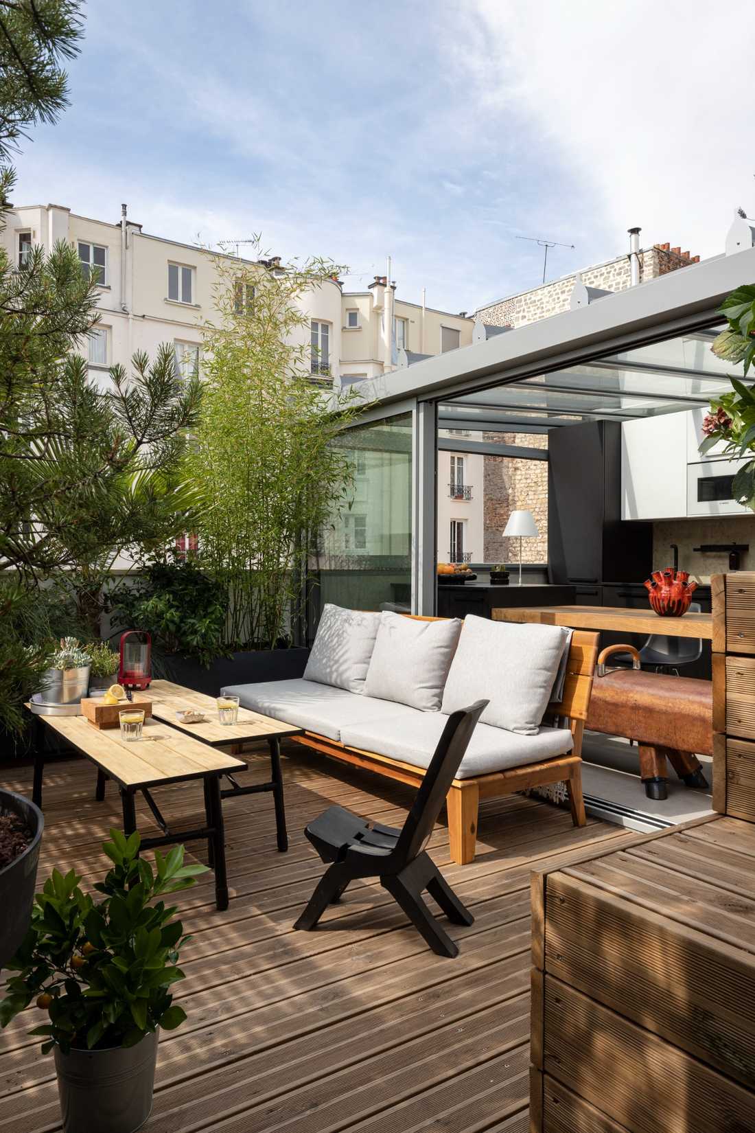 Toit-terrasse amenagé par un architecte d'interieur à Bordeaux