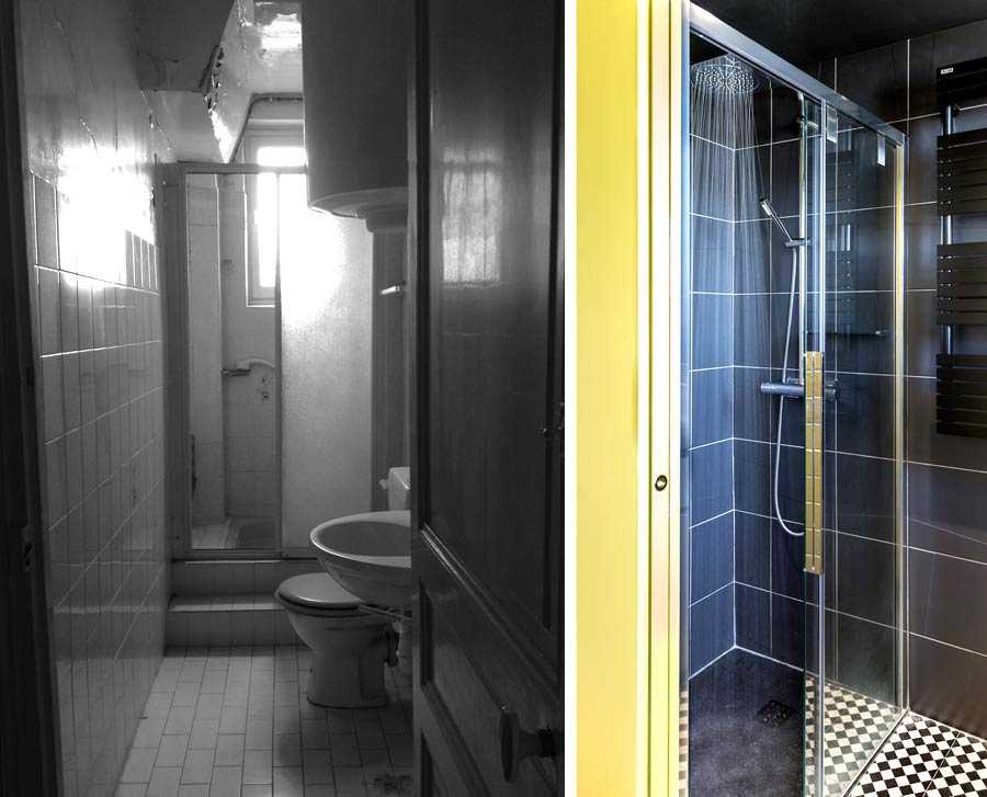 Transformation d'une salle de bain par un architecte d'intérieur en photo avant-après