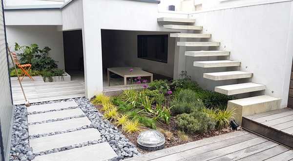 Création d'un jardin contemporain pour une maison neuve en Nouvelle-Aquitaine