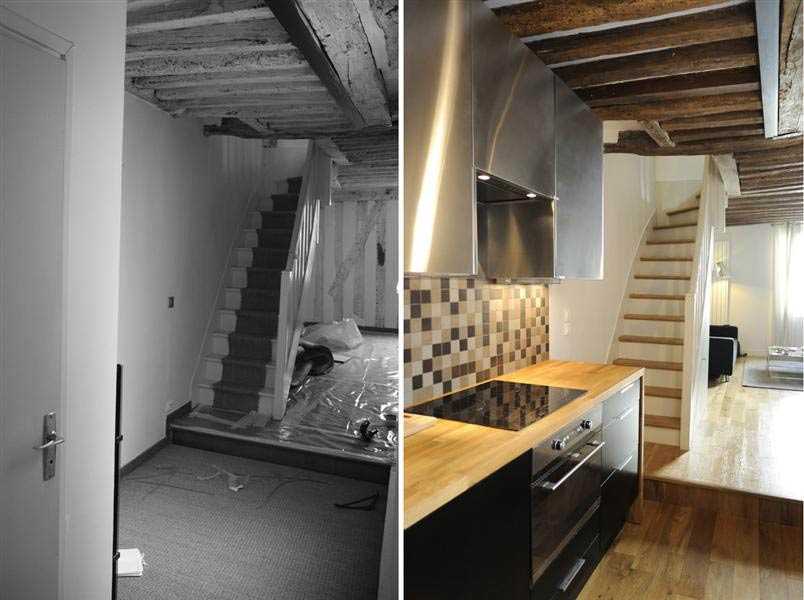 Aménagement d'une cuisine ouverte dans un duplex en Gironde