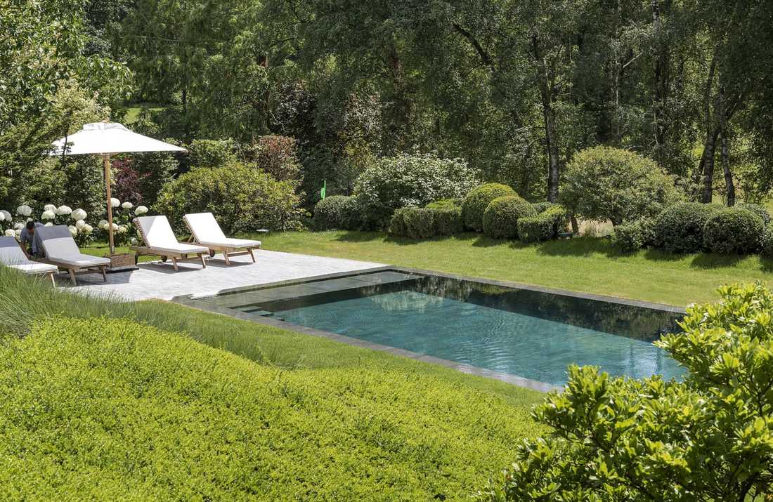 Piscine au sein d'un jardin paysager