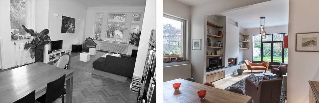 Avant-après : rénovation d'un salon par un architecte d'intérieur à Bordeaux