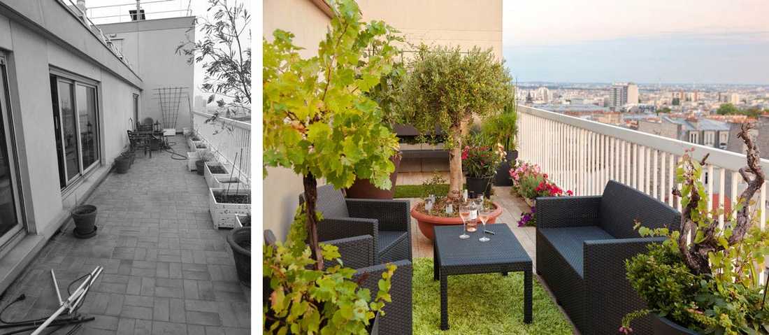 Aménagement d'une terrasse par un jardinier paysagiste à Bordeaux